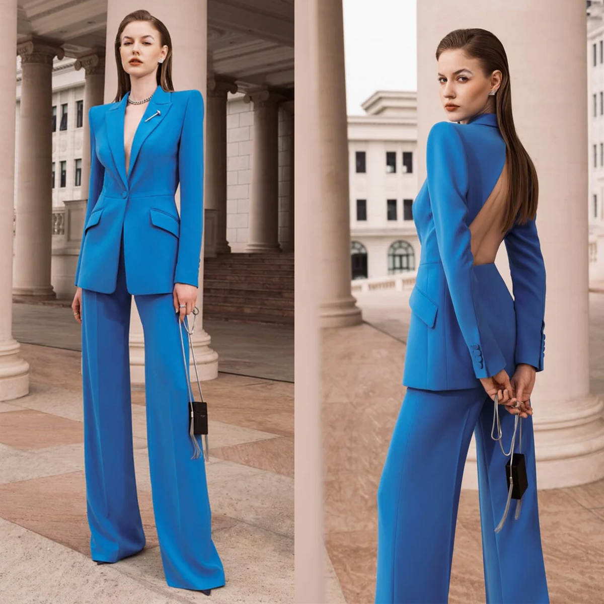 Women Formal Wear For Graduation - Blazer Feminino Sexy com Costas Abertas,