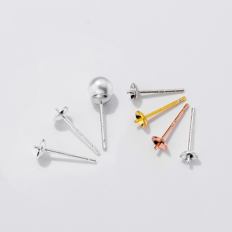 Pearl Earring Stud - S925 prata esterlina brincos base configuração
