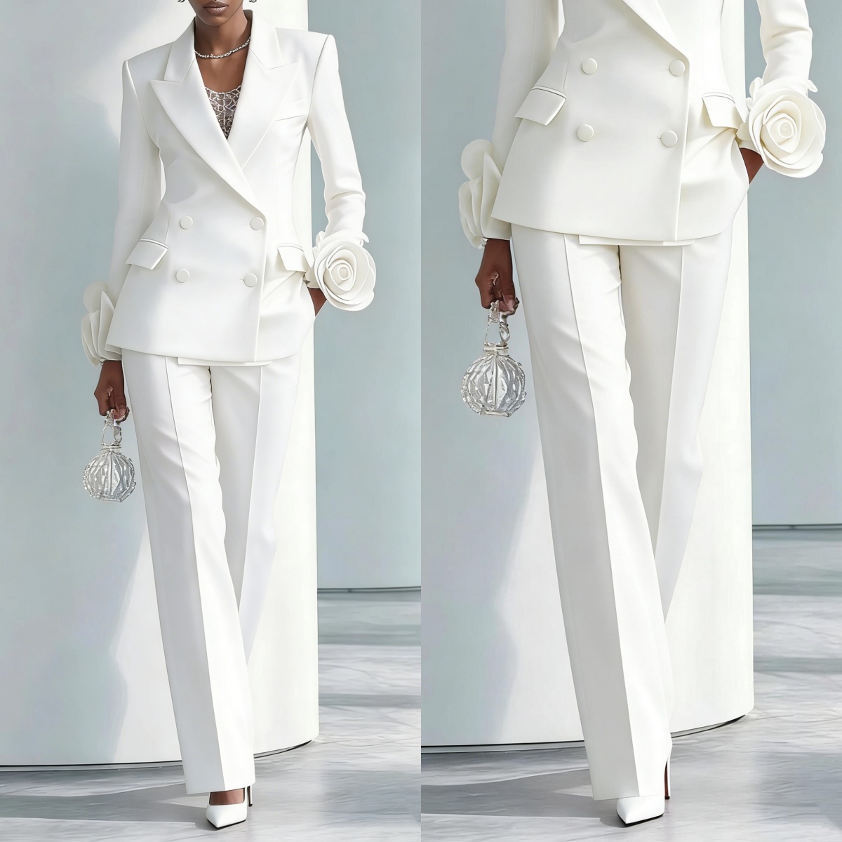 Women Formal Wear For Graduation - Conjunto de Calças Femininas com Flores
