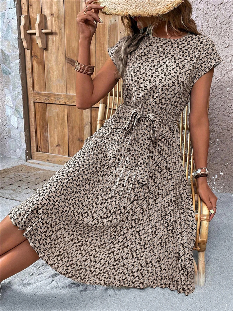 Women Formal Wear Zara - Msfilia verão impressão plissado uma linha