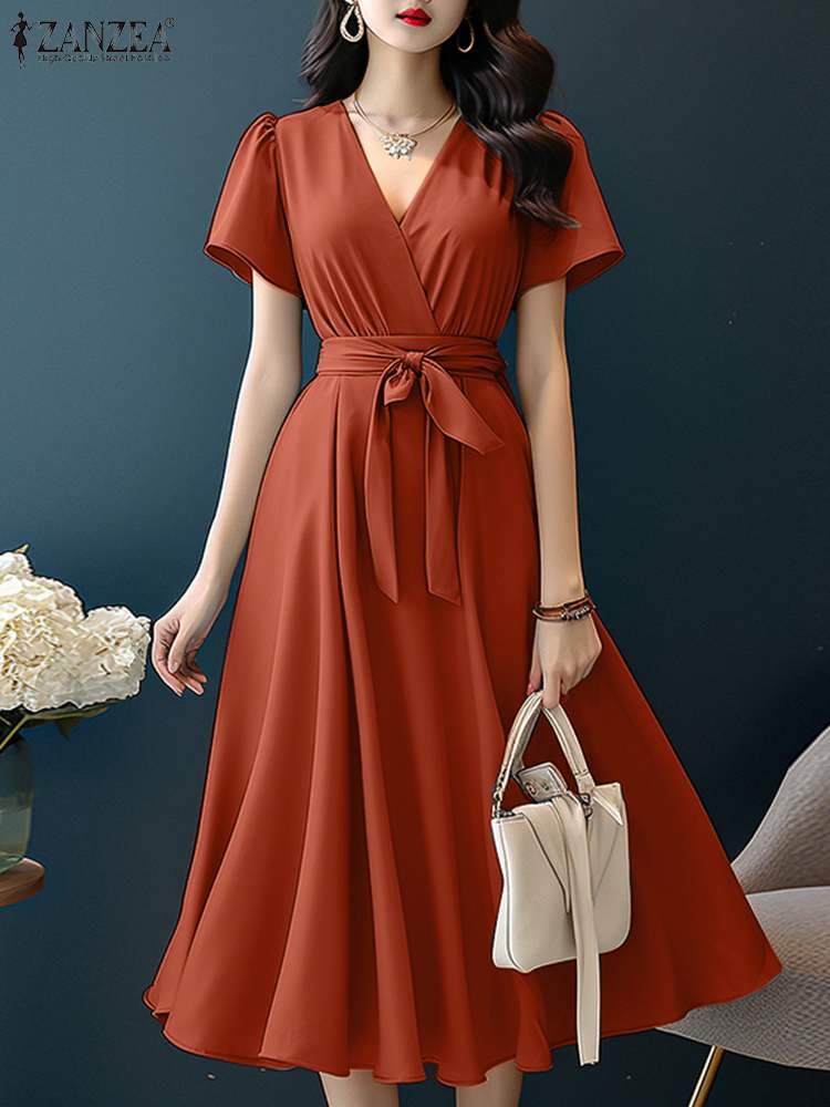 ZANZEA-Vestido Feminino Linha  - Women Formal Wear Zara avaliação e preço
