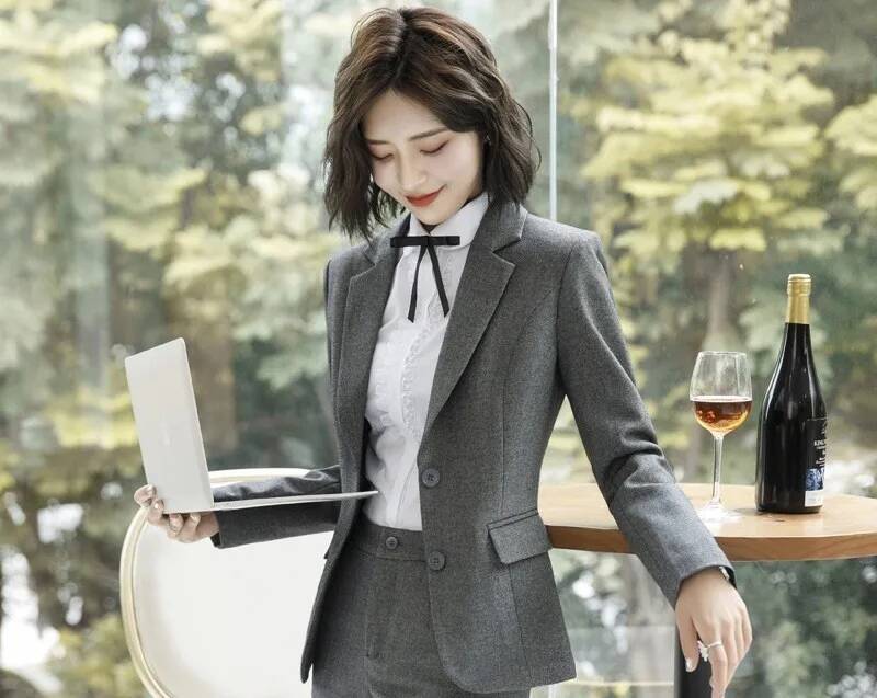 Novidade cinza formal blazers  - Women Formal Wear Winter avaliação e preço