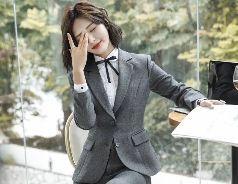 Novidade cinza formal blazers  - Women Formal Wear Winter avaliação e preço
