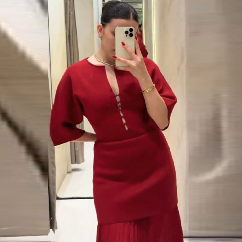 Vestido Maxi Plissado Elegante - Women'S Formal Evening Wear Tops avaliação e preço