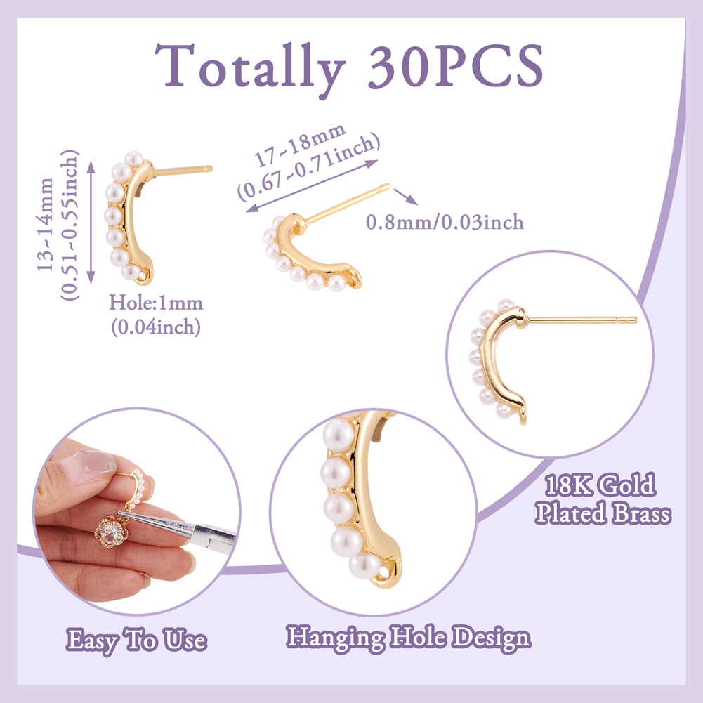 30 peças de bases de brinco de - Pearl Earring Stud avaliação e preço